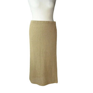 Ralph Lauren Black Label Womens Chain Knit Gold Straight Pencil Skirt M
